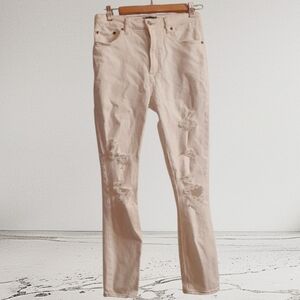 Abercrombie & Fitch Jeans Womens Size 4 White Distressed Ripped Simone High Rise